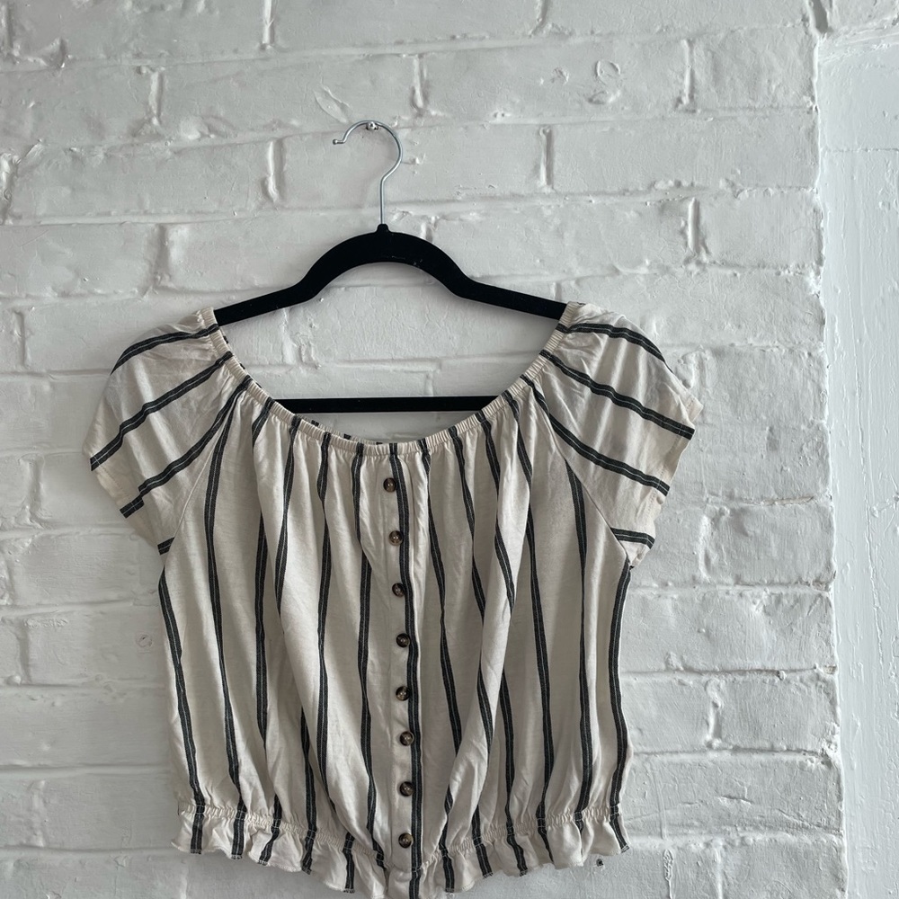 H&M off the shoulder striped crop top